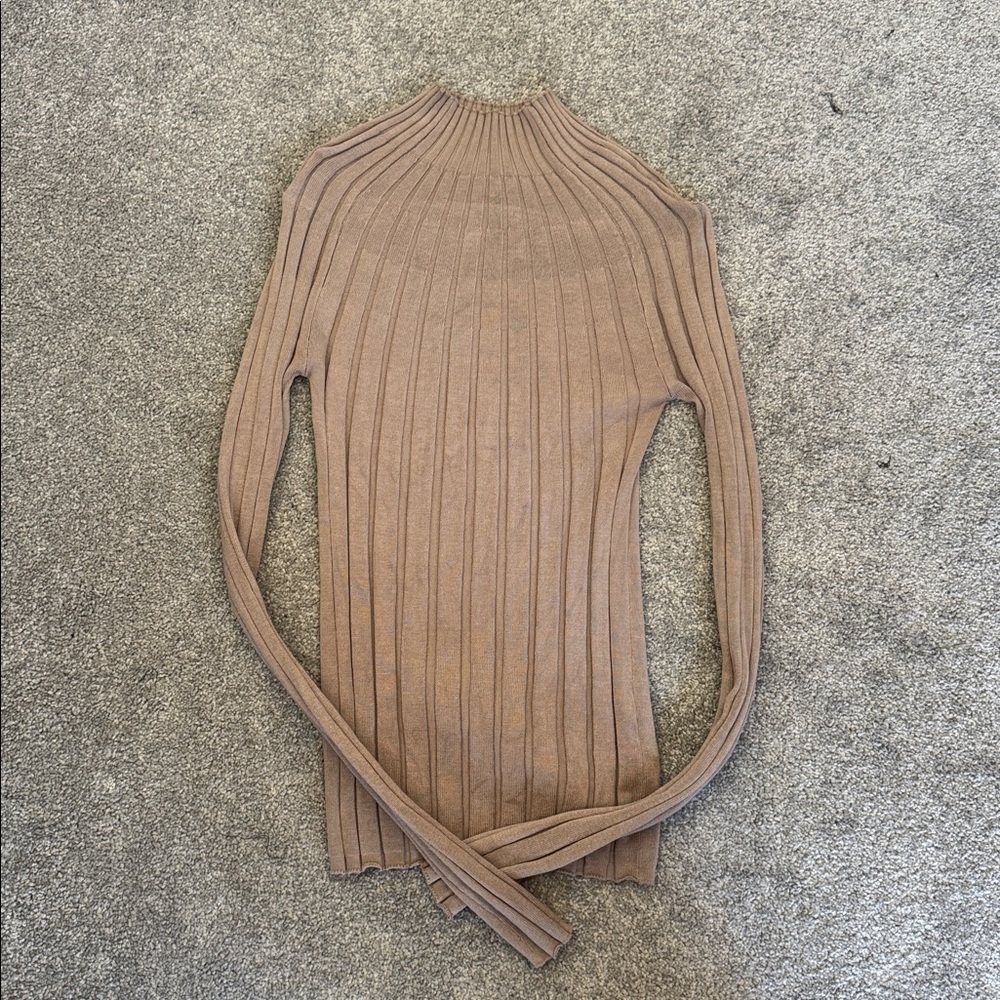 Forever 21 Tan Ribbed Turtleneck Sweater